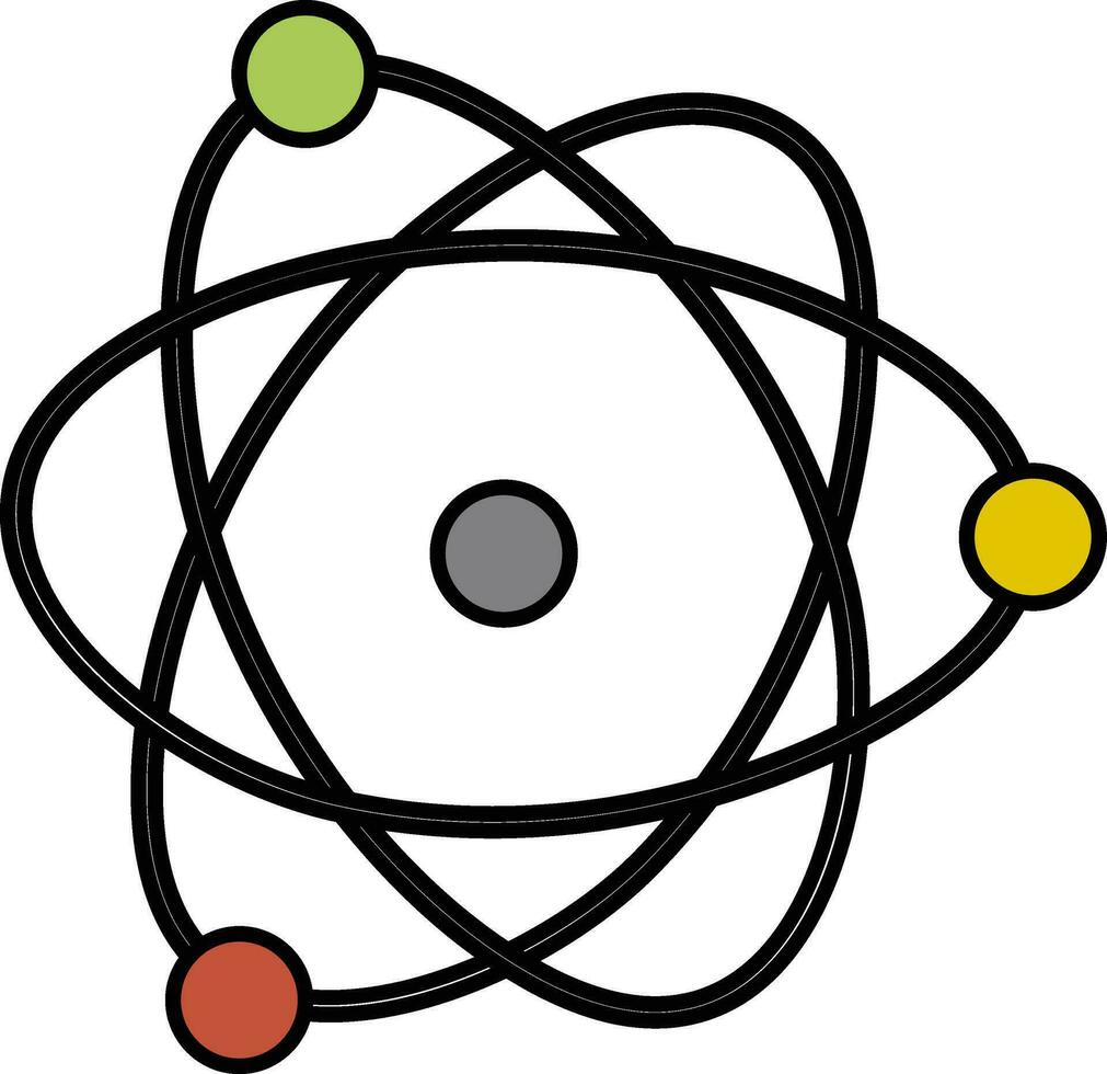 Illustration of atomic structure with colorful atoms. vector