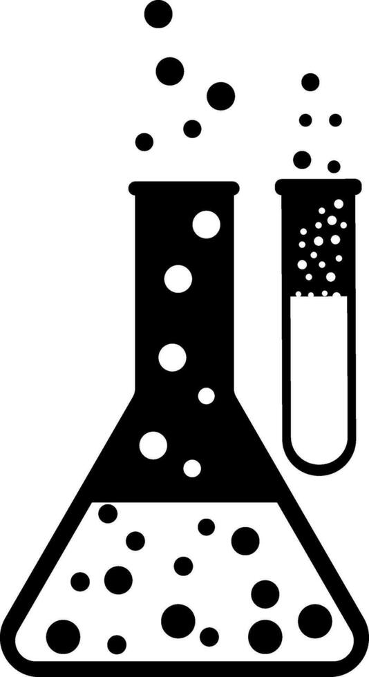Black and White laboratory glass in flat style. vector