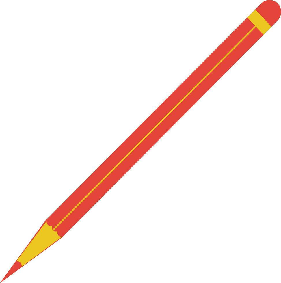 Orange and yellow pencil in flat style. vector