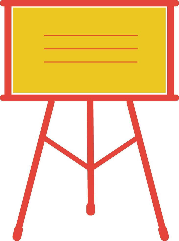 Flat style board on tripod in orange and yellow color. vector