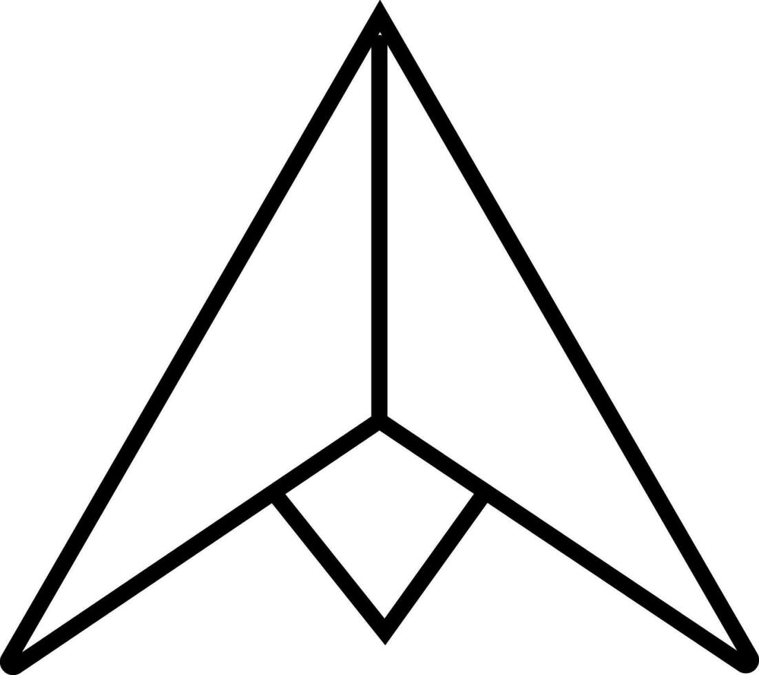 Black line art illustration of a paper plane. vector