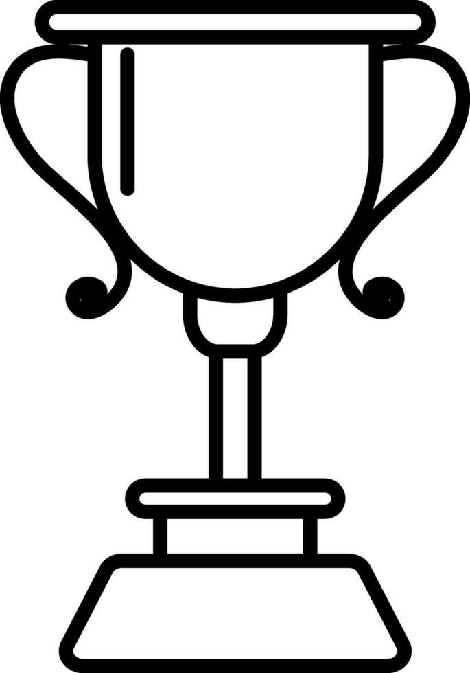 Isolated trophy cup in black line art illustration. vector