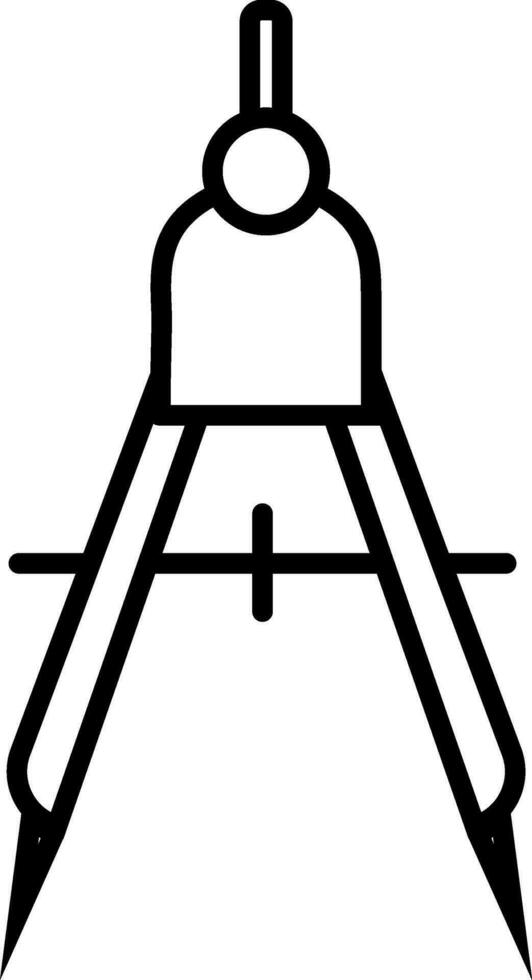 Black line art illustration of a drawing compass. vector