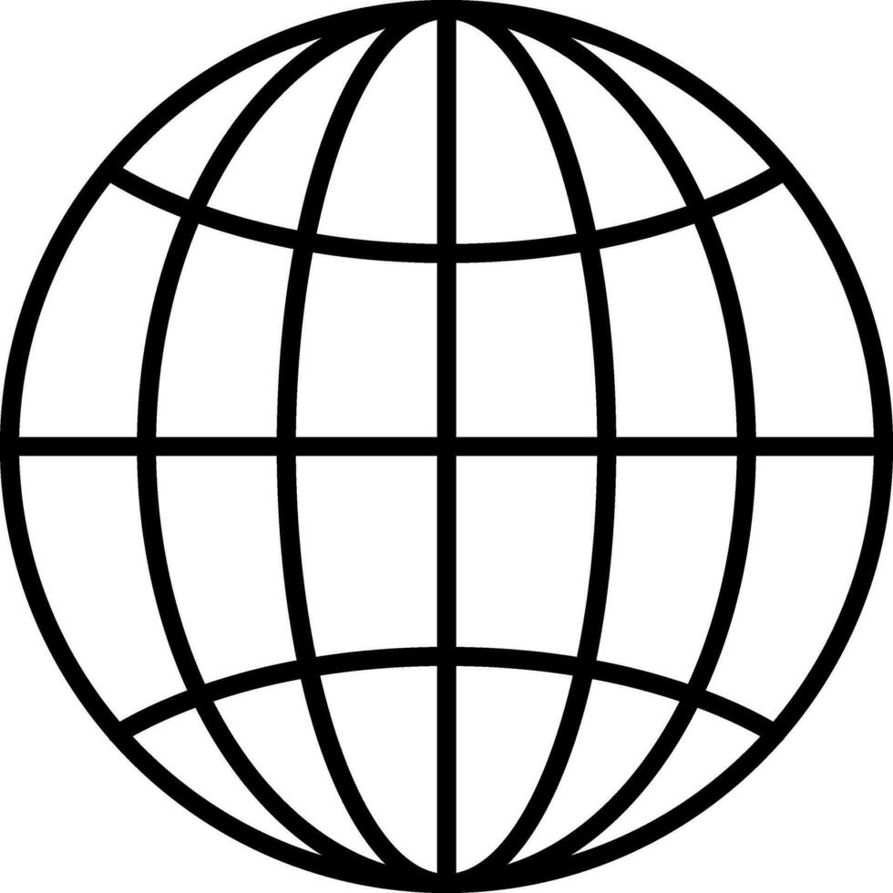 Earth globe in black line art illustration. vector