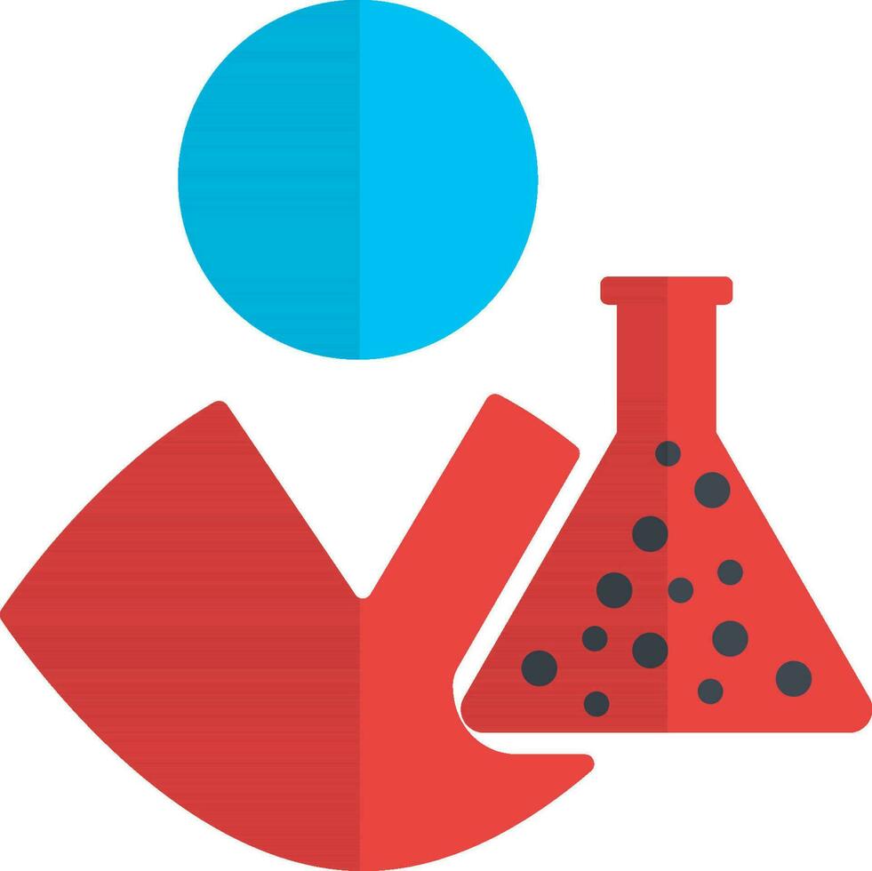 Flat style illustration of beaker with man. vector