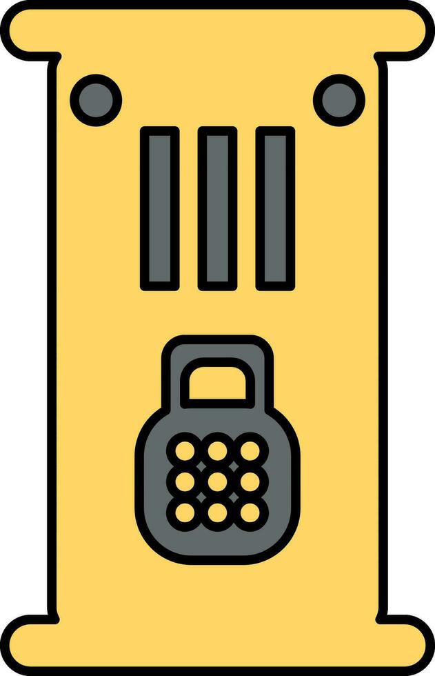 Yellow safe illustration with lock icon. vector