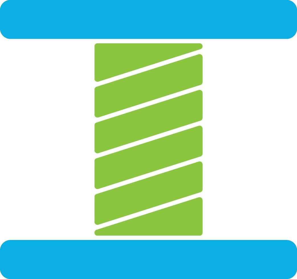 azul color carrete de verde color hilo icono en plano estilo. vector