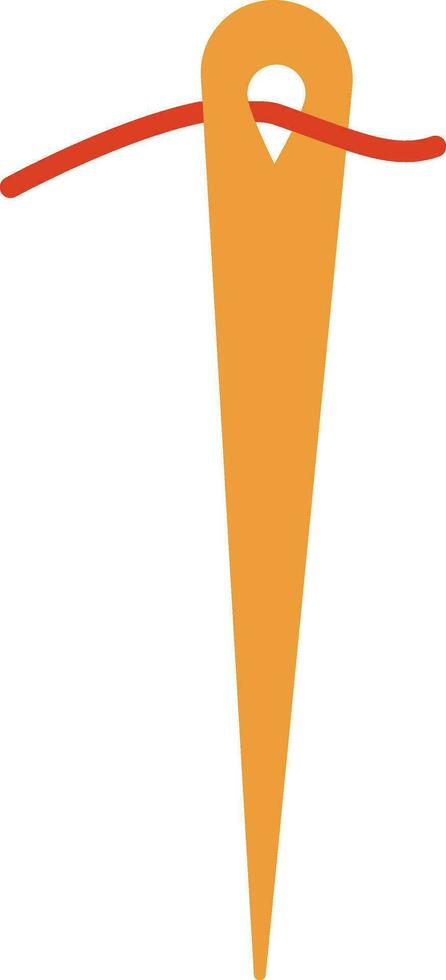 Illustration of hand drawn needle inside thread for sewing concept. vector