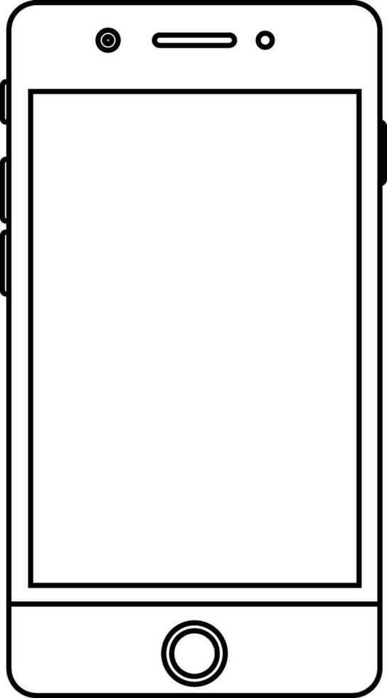 Black line art smartphone screen. vector