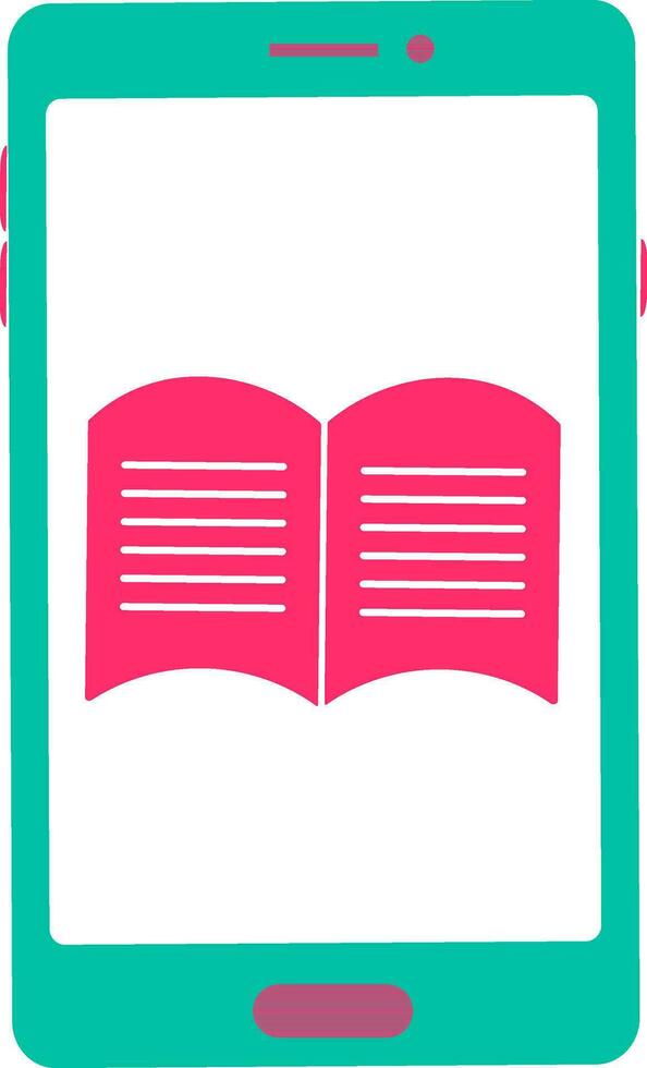 Pink book in green smartphone. vector