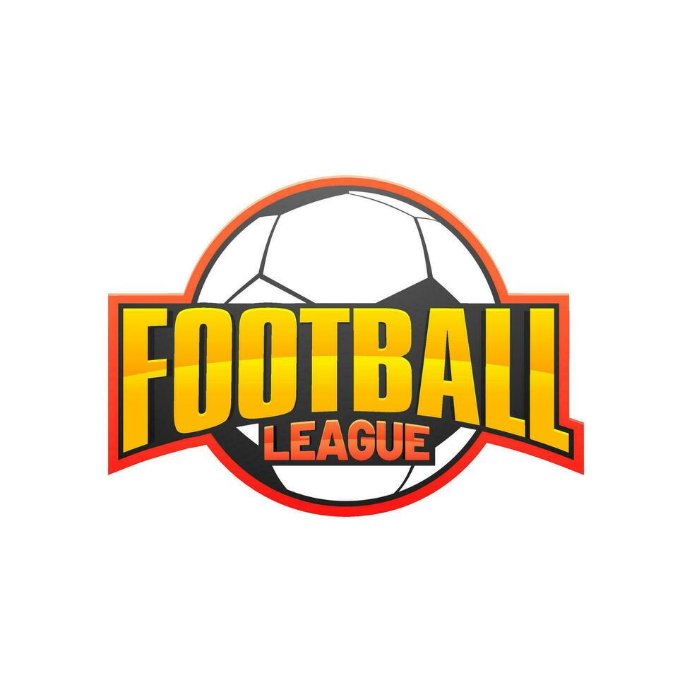 Yellow and orange text Football League on ball. vector