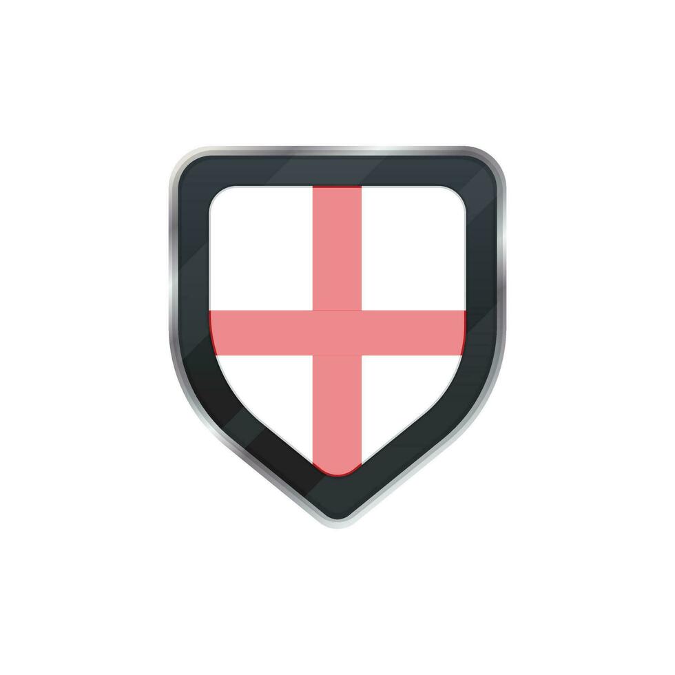 Grey shield of white and red England flag. vector