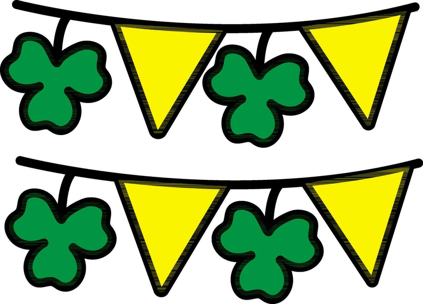 Flat buntings with shamrock leaves. vector