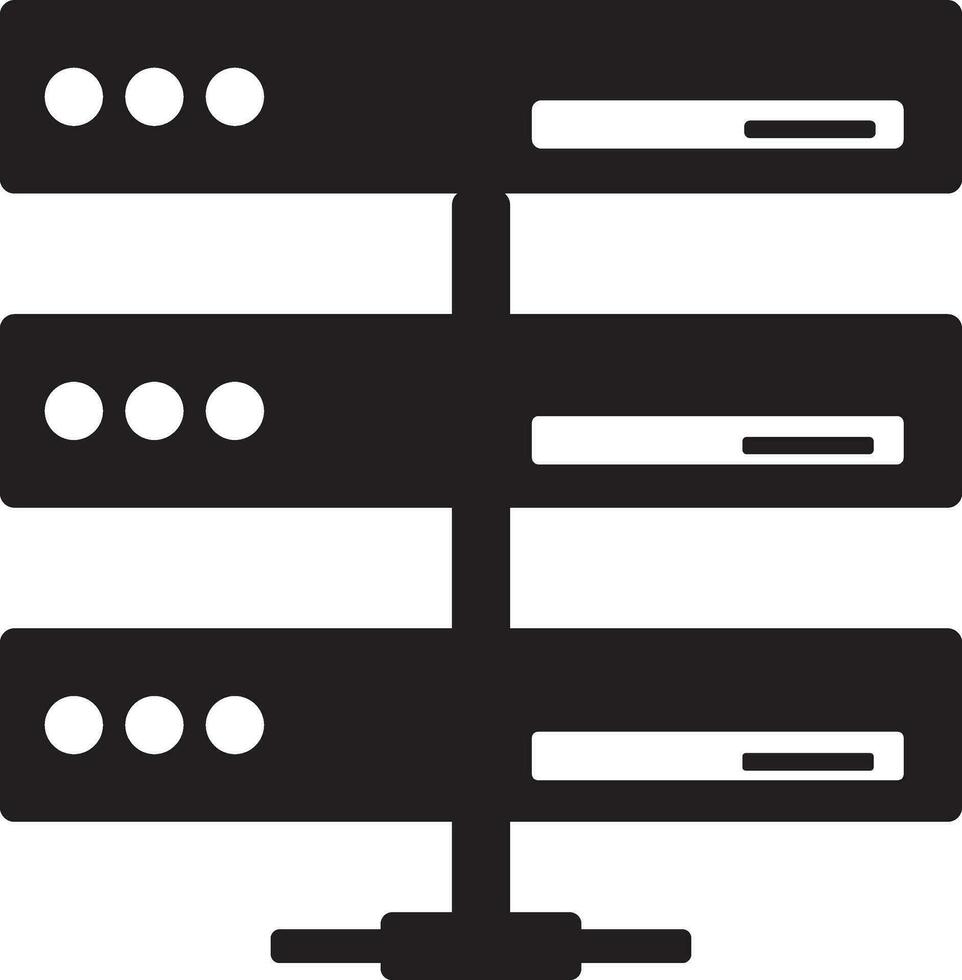 Black and white server in flat style. Glyph icon or symbol. vector