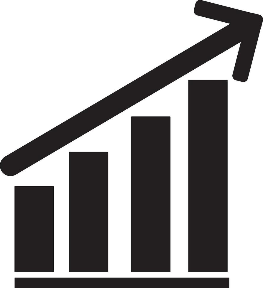 Black growing graph in flat style. Glyph icon or symbol. vector