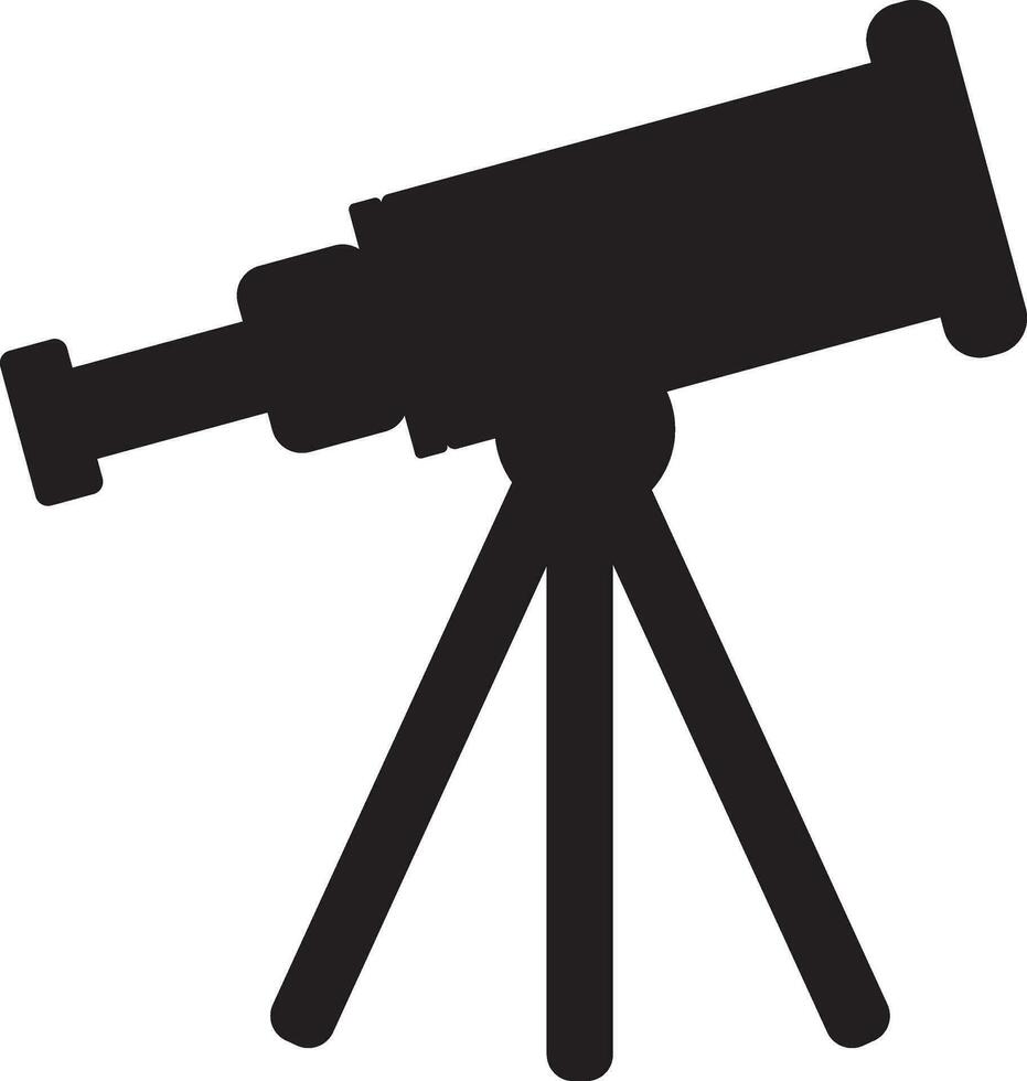 Black telescope on white background. Glyph icon or symbol. vector