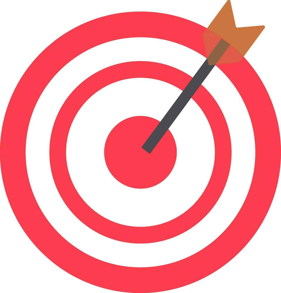 Red target arrow with bullseye icon. vector