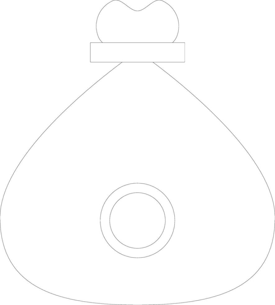 Black line art money bag. vector