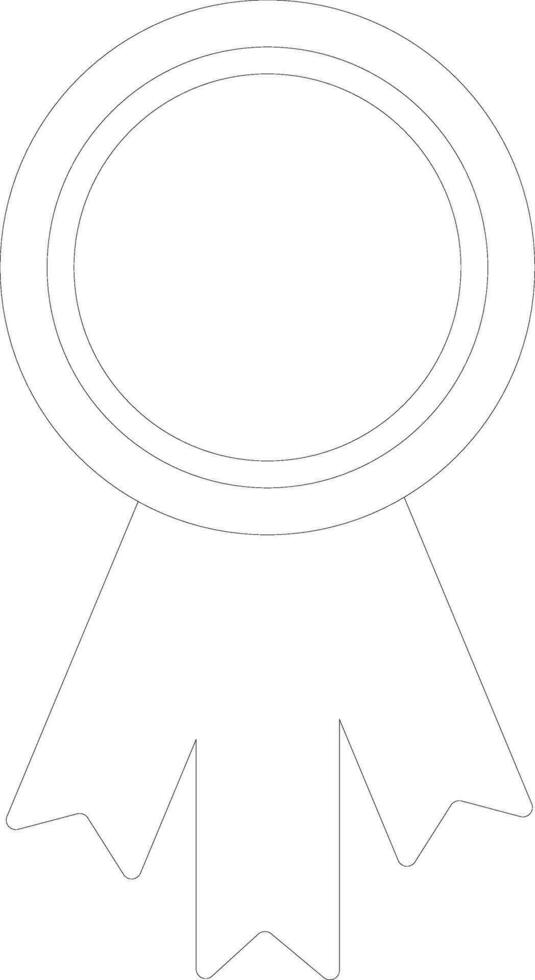 Badge with ribbon made by line art illustration. vector