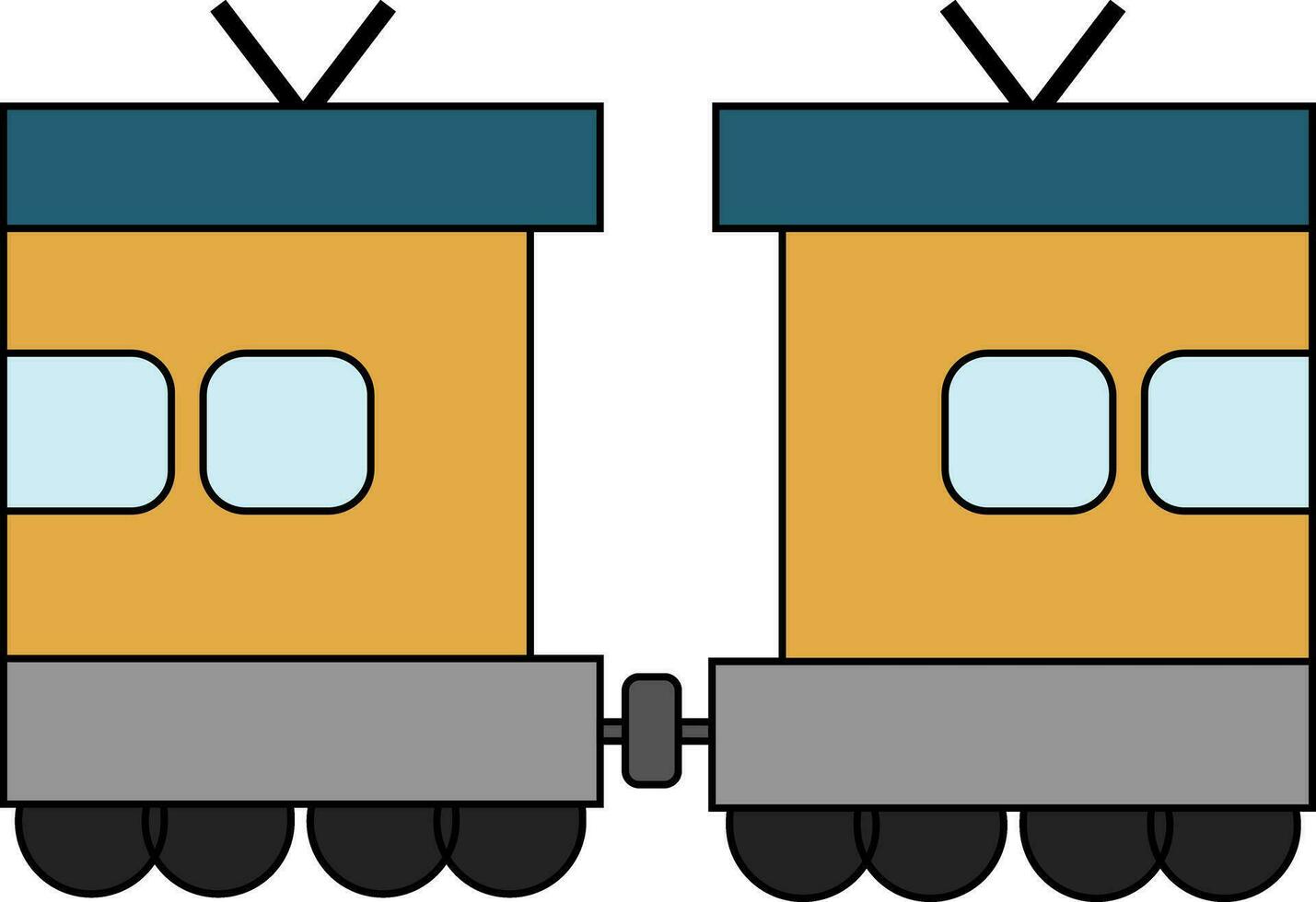 articulación tren caja en plano estilo. vector