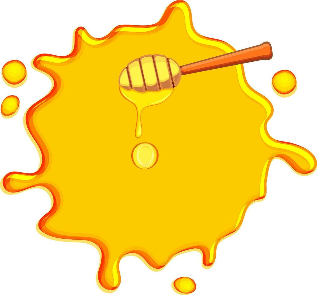 Honey dipper with yellow splash. vector