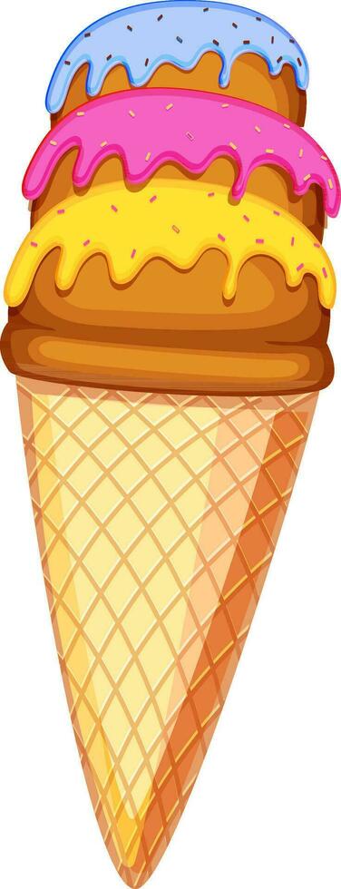 Illustration of colorful cone ice cream. vector