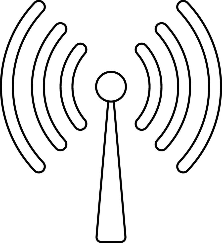 Black line art antenna on white background. vector