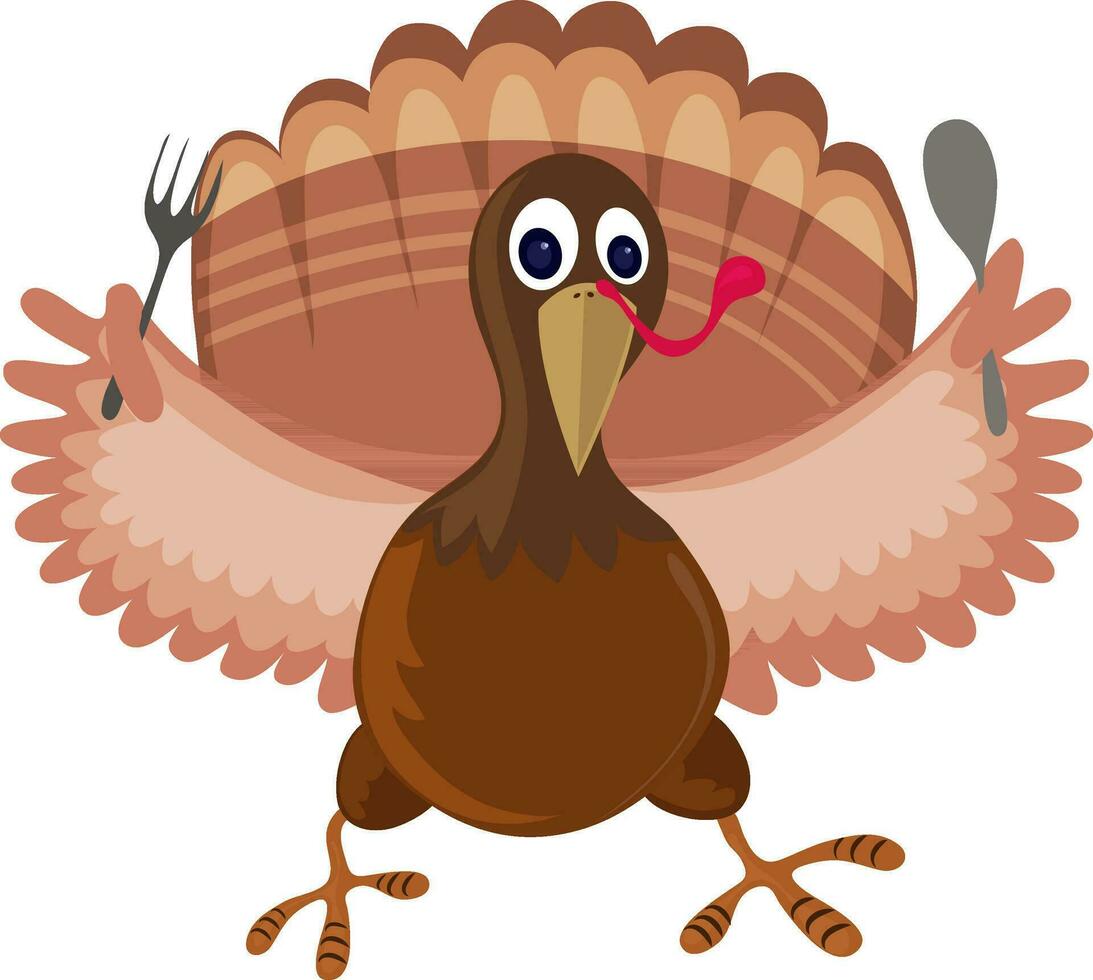 Character of a turkey bird. vector