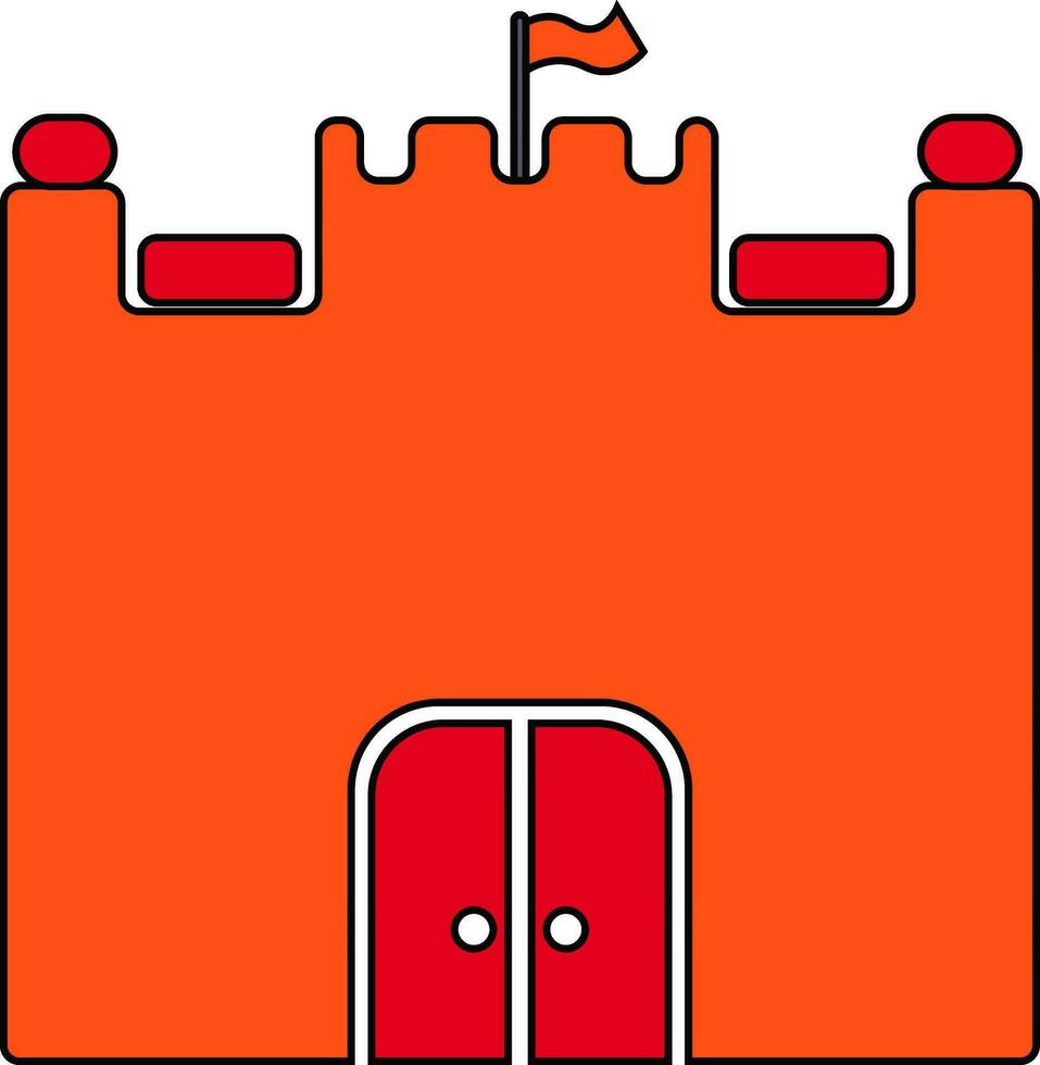 Fort in red and orange color. vector