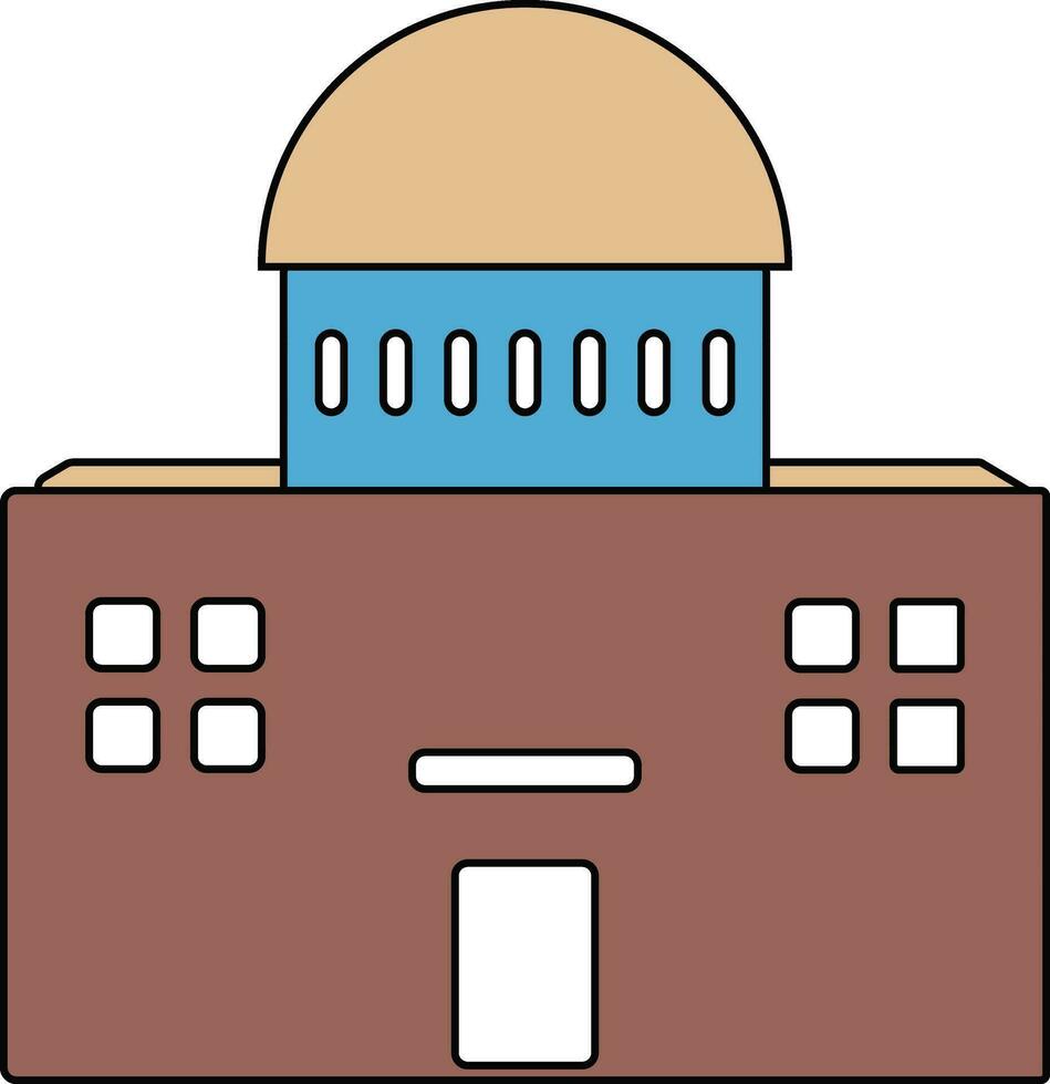 Building in brown and blue color. vector