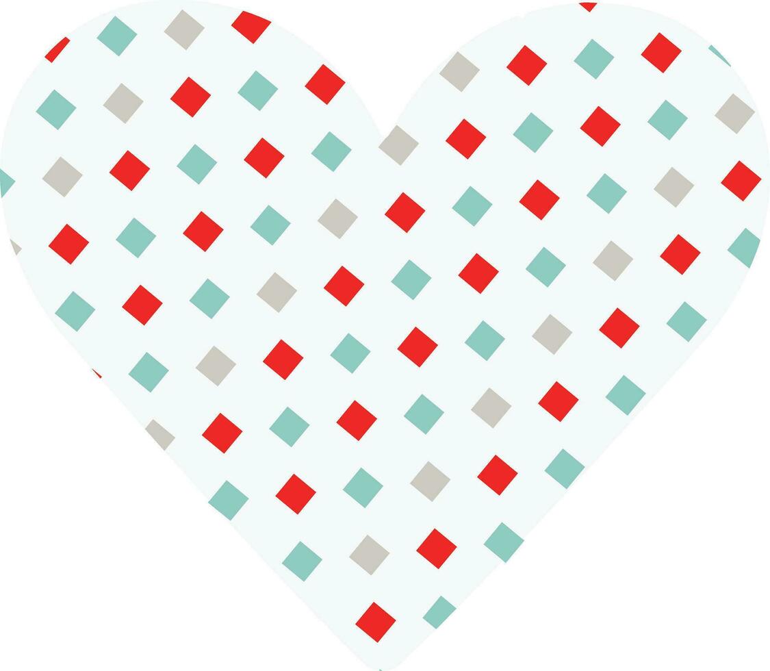 Colorful square pattern decorated heart. vector