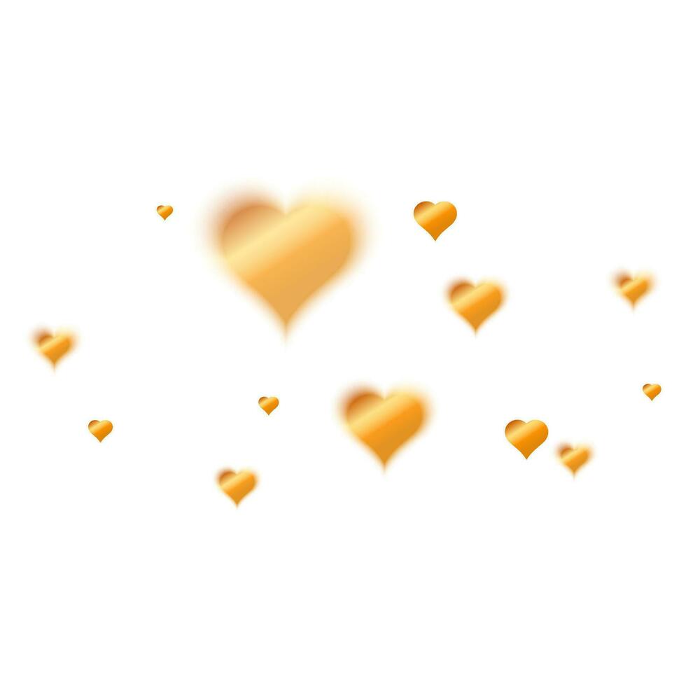 Glossy golden hearts decorated background. vector