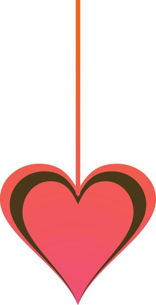 Shiny pink hanging heart. vector