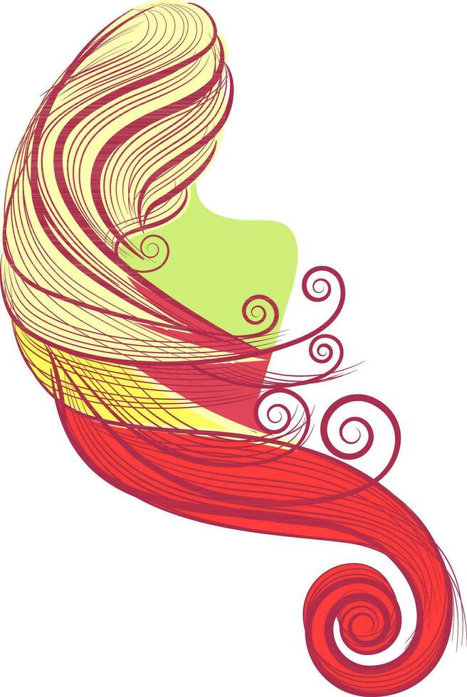 Young girl with long hairs. vector