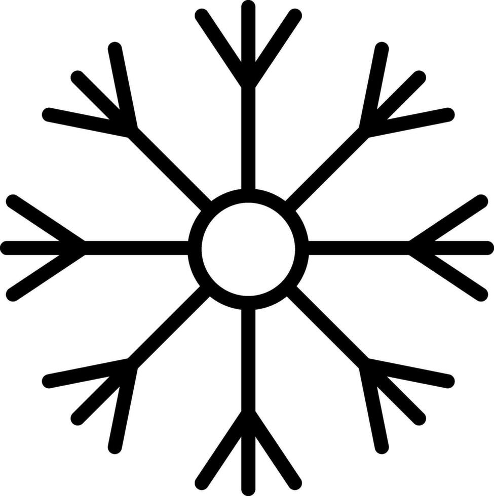 Flat style snowflake in black line art. vector
