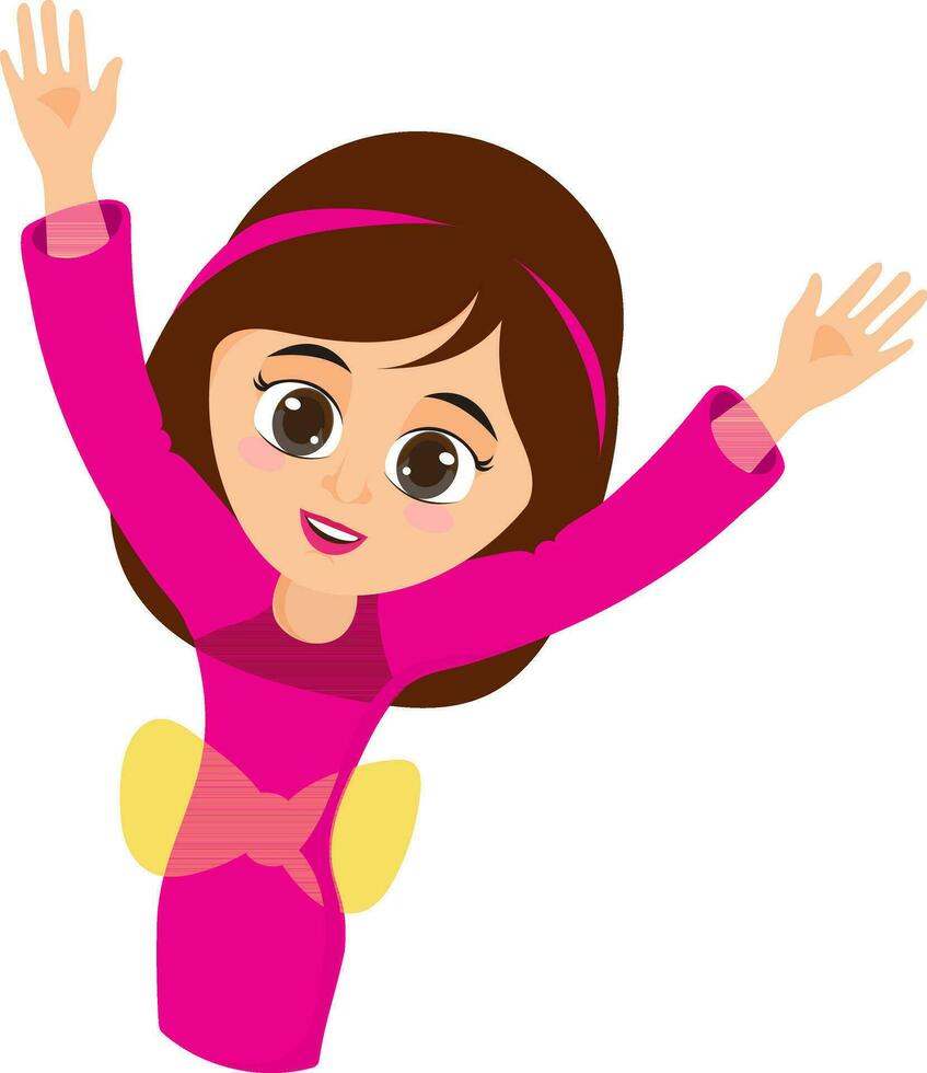 Cartoon bride raising her hands up. vector