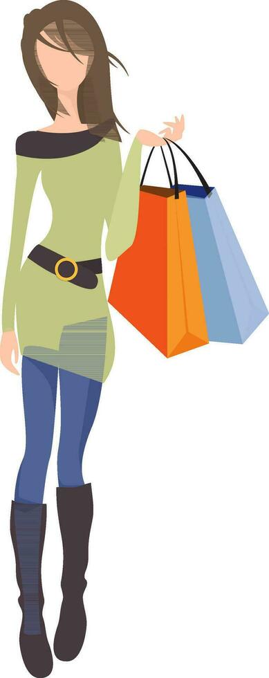 Girl with shopping bags. vector