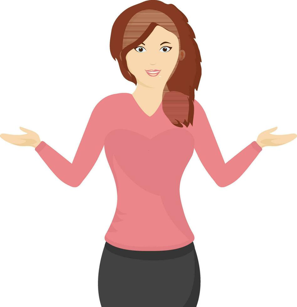 Character of woman with open arms. vector