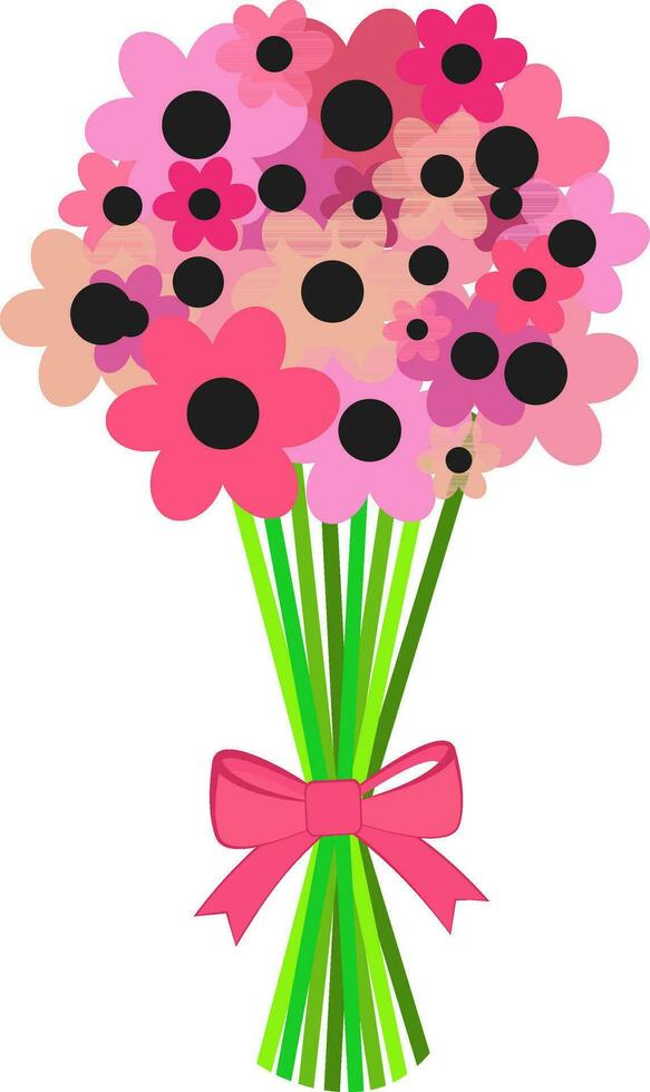 Colorful bunch of flowers with ribbon. vector