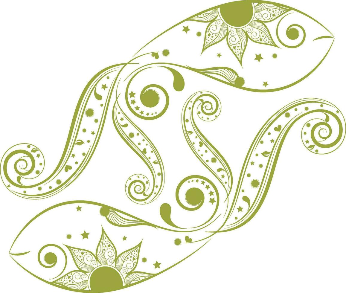 Horoscope sign for pisces in floral design. vector