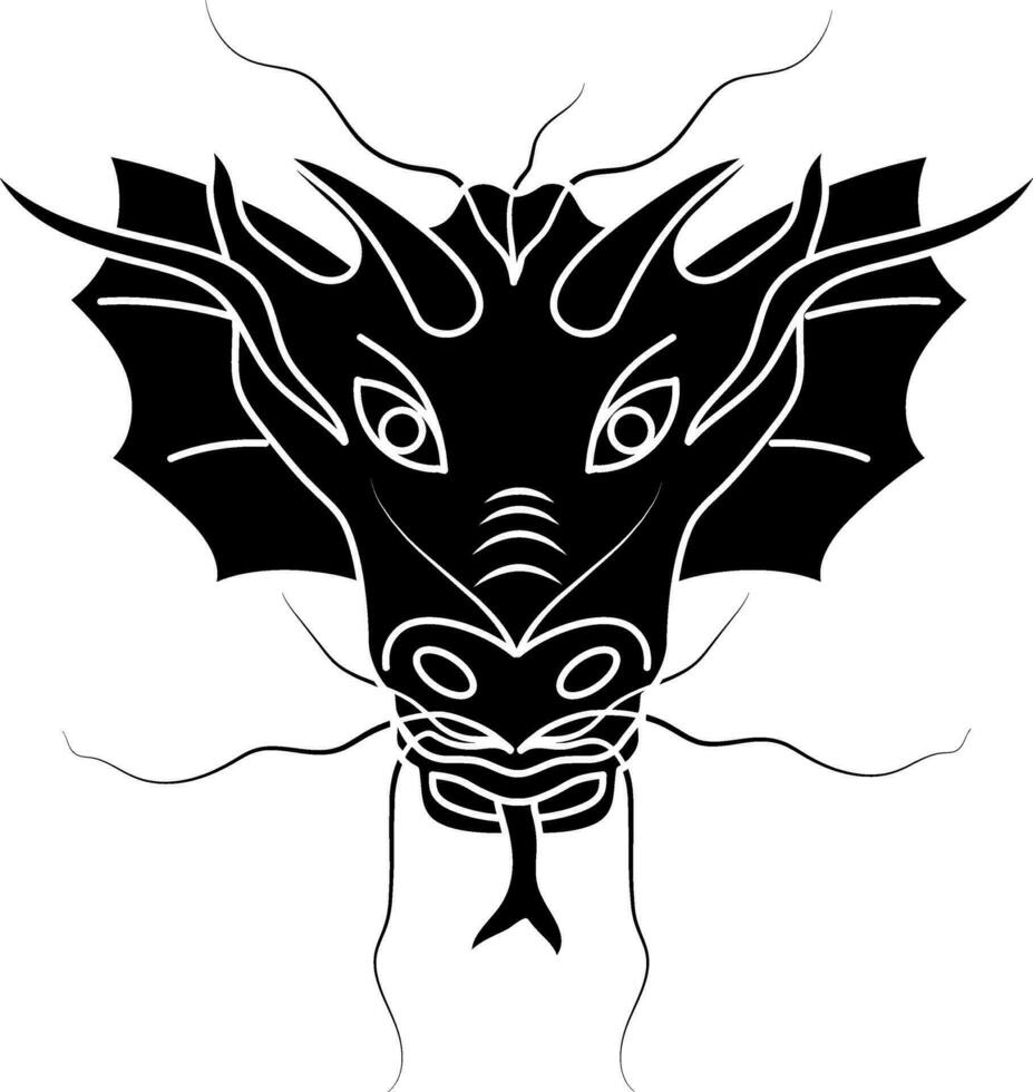 Animal of chinese zodian symbol in dragon face in black. vector