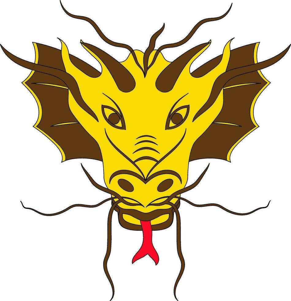 Color with stroke of chinese zodian symbol in dragon face. vector