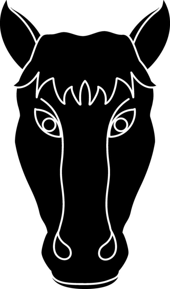 Horse head icon for chinese zodiac in glyph style. vector