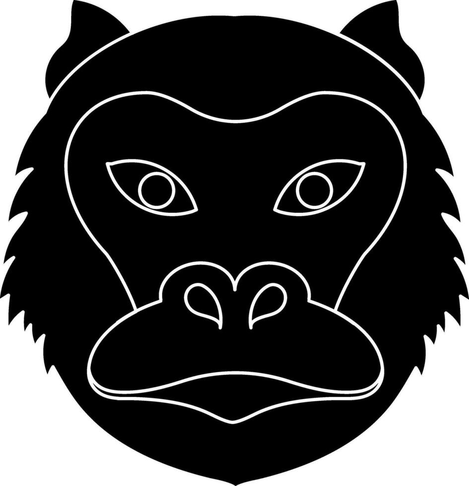 Glyph style of monkey face icon in chinese zodiac sign. vector