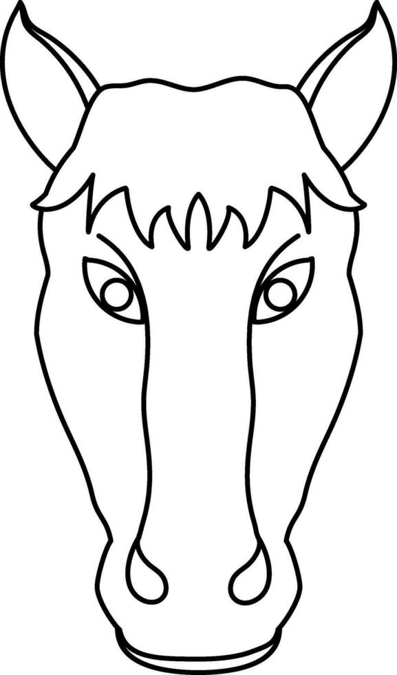 Horse head icon for chinese zodiac in stroke style. vector