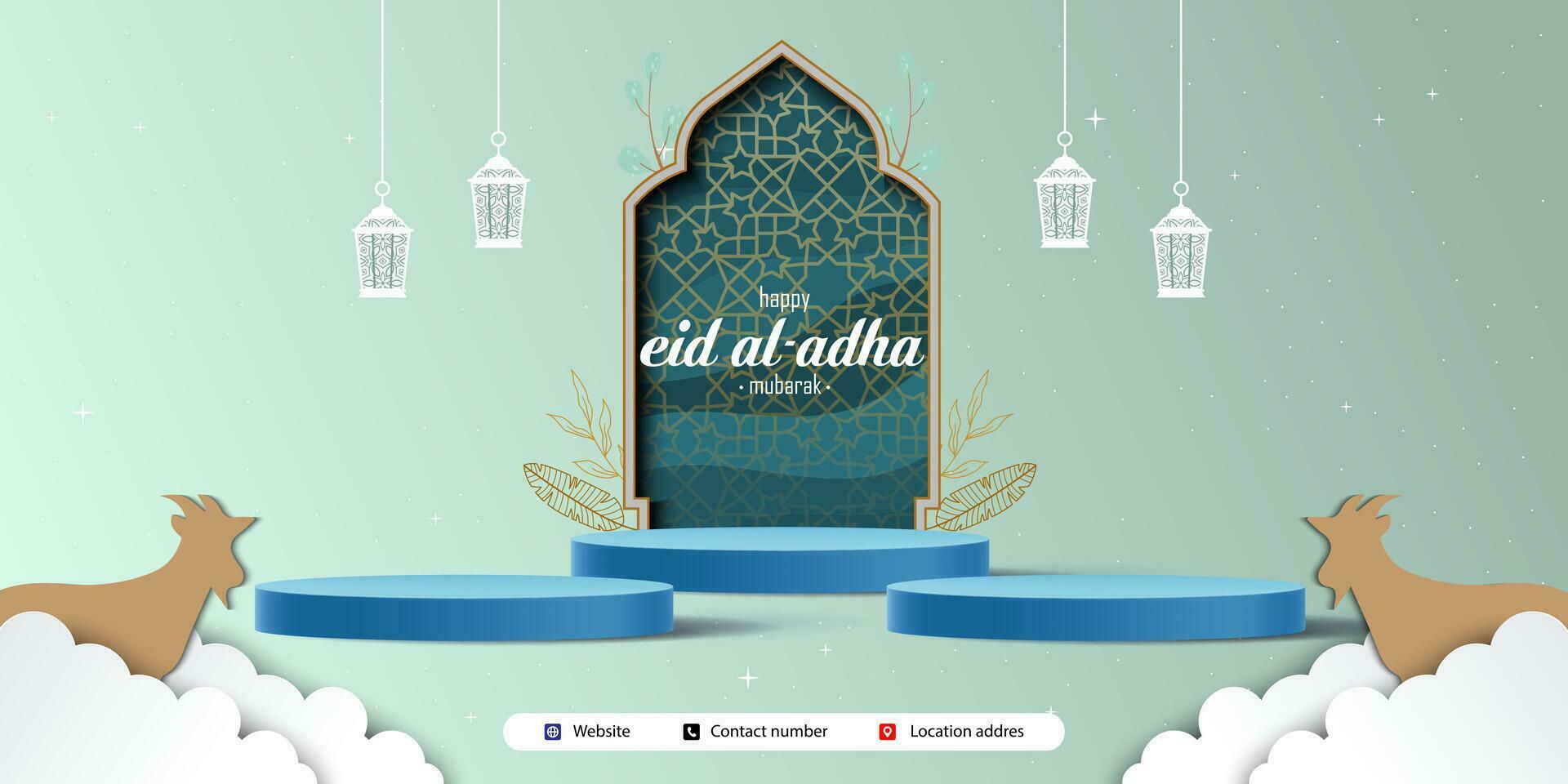 Eid Adha Mubarak Greeting Islamic Illustration Background Vector Design