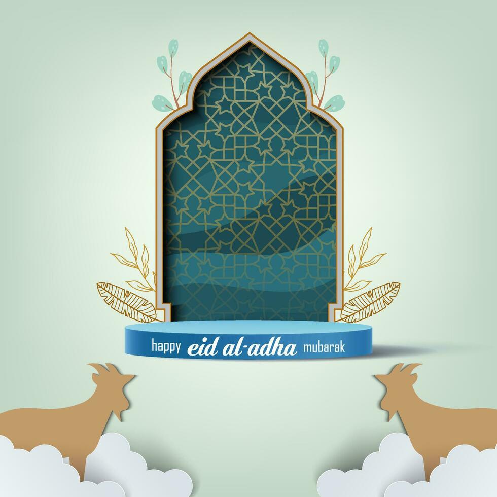 Eid Adha Mubarak Greeting Islamic Illustration Background Vector Design