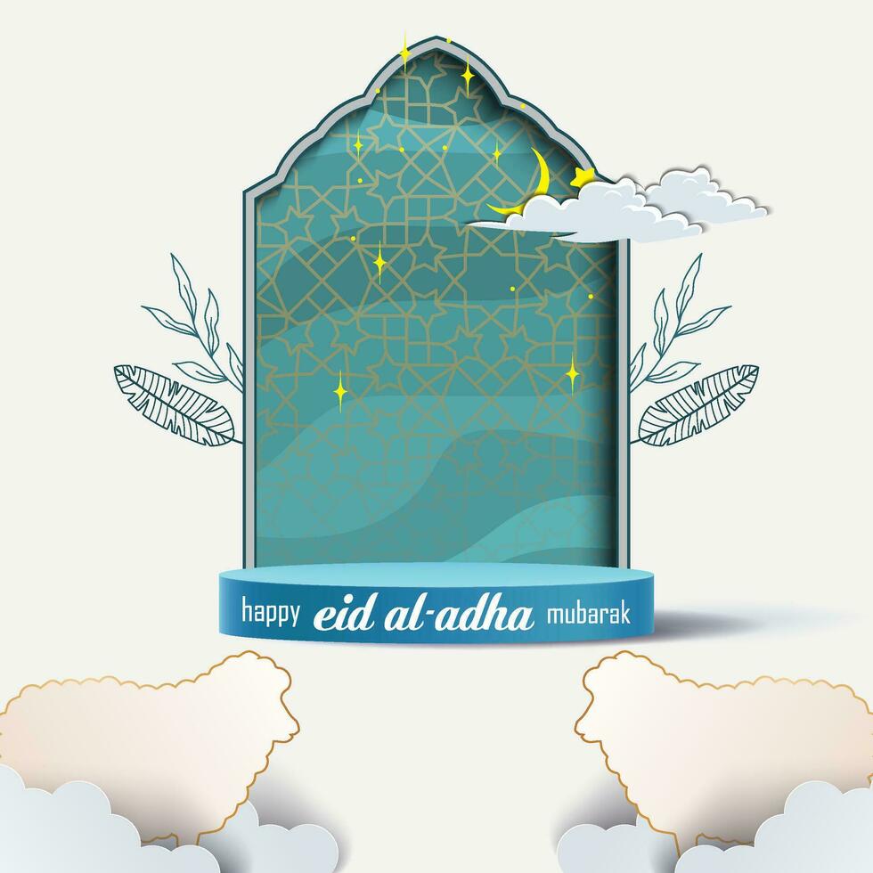 Eid Adha Mubarak Greeting Islamic Illustration Background Vector Design