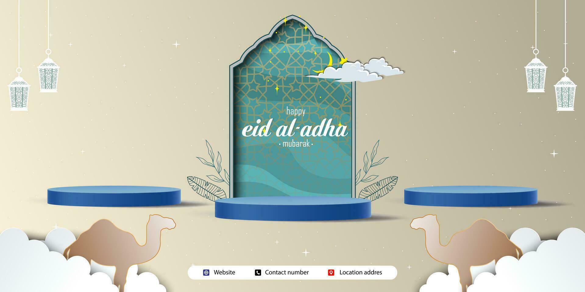 Eid Adha Mubarak Greeting Islamic Illustration Background Vector Design