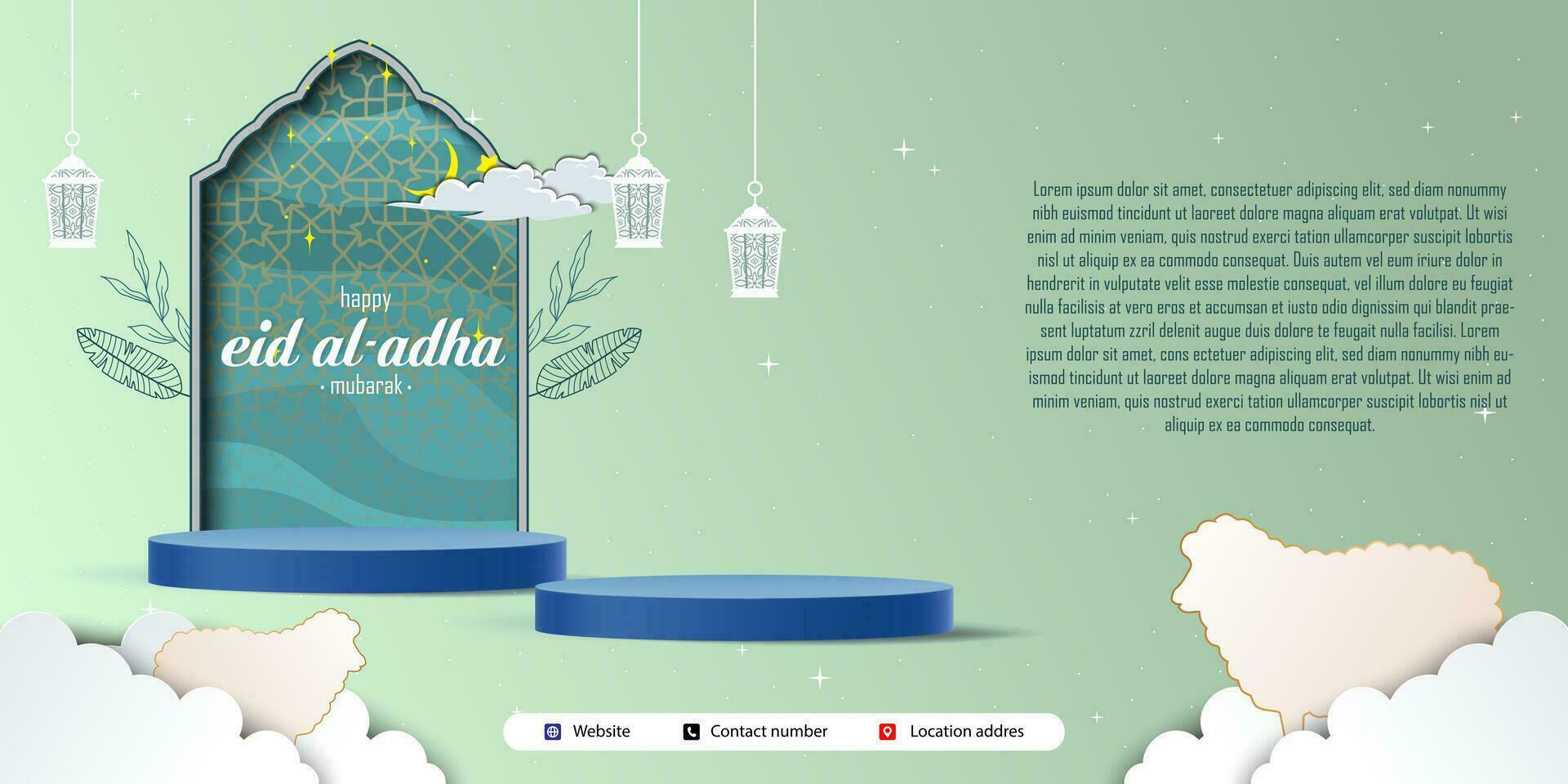 Eid Adha Mubarak Greeting Islamic Illustration Background Vector Design